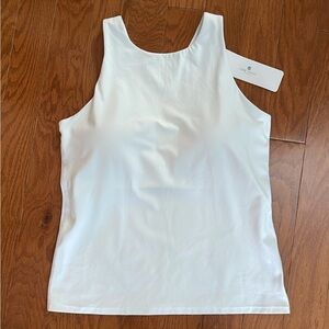 CRZ YOGA White Scoop Neck Tank Top with bra attached